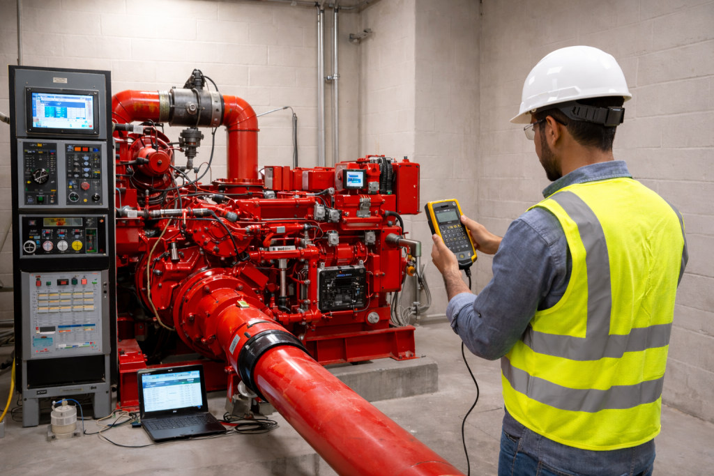 Fire Alarm system Company in Saudi Arabia 3 Diesel fire pump performance test at Saudi site